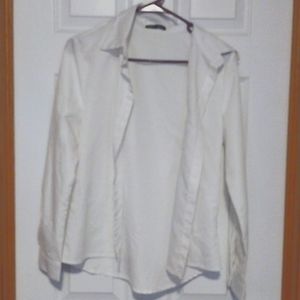 SHIEN Causal White Pocket Front Button Down Blouse